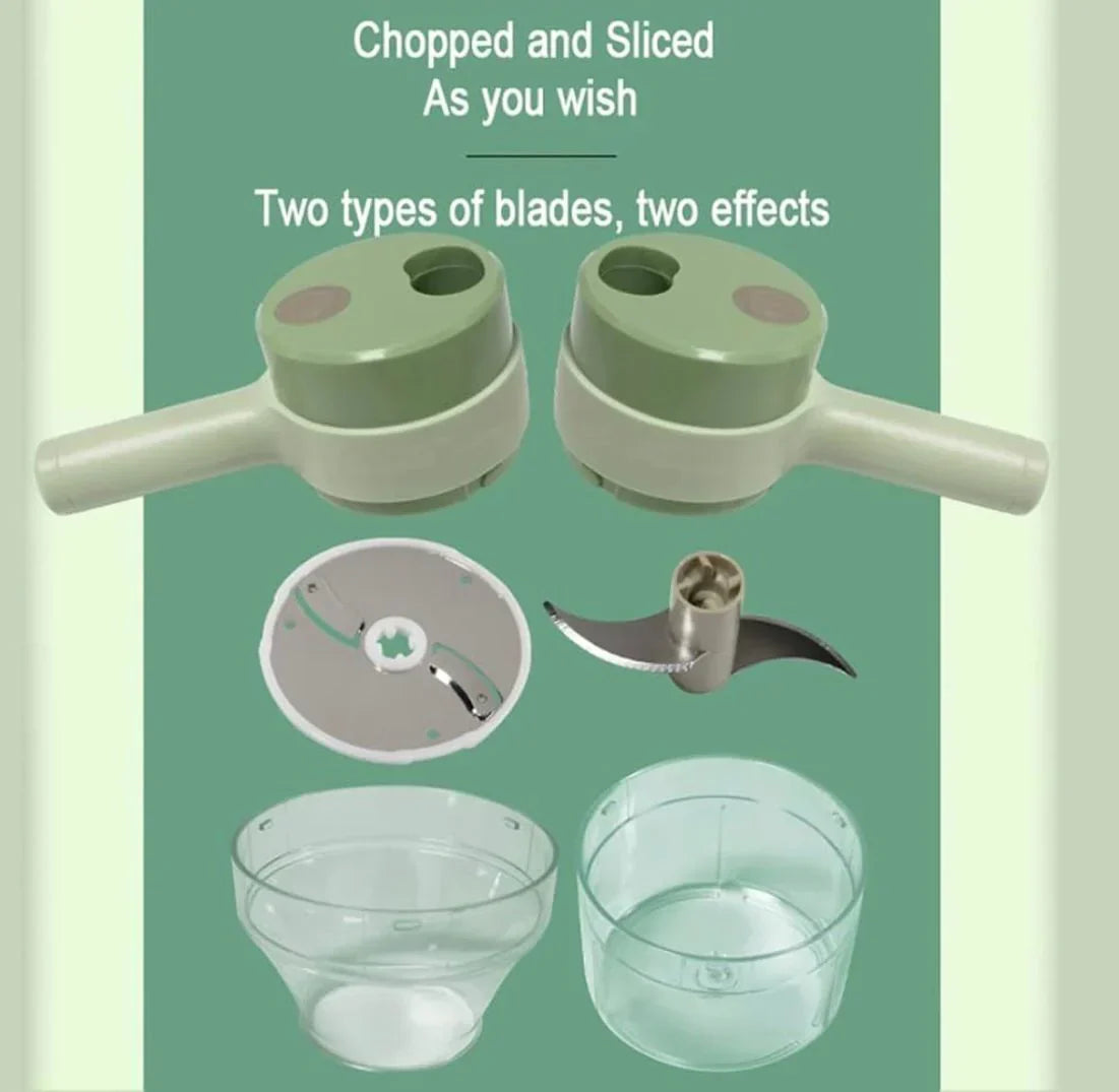 4 in 1 Handheld Electric Vegetable Cutter | قطاعة خضار كهربائية 4 في 1